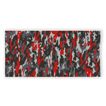 Orange Black And Grey Camouflage Print Beach Towel