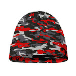 Orange Black And Grey Camouflage Print Beanie