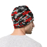 Orange Black And Grey Camouflage Print Beanie