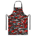 Orange Black And Grey Camouflage Print Bib Apron With Pocket