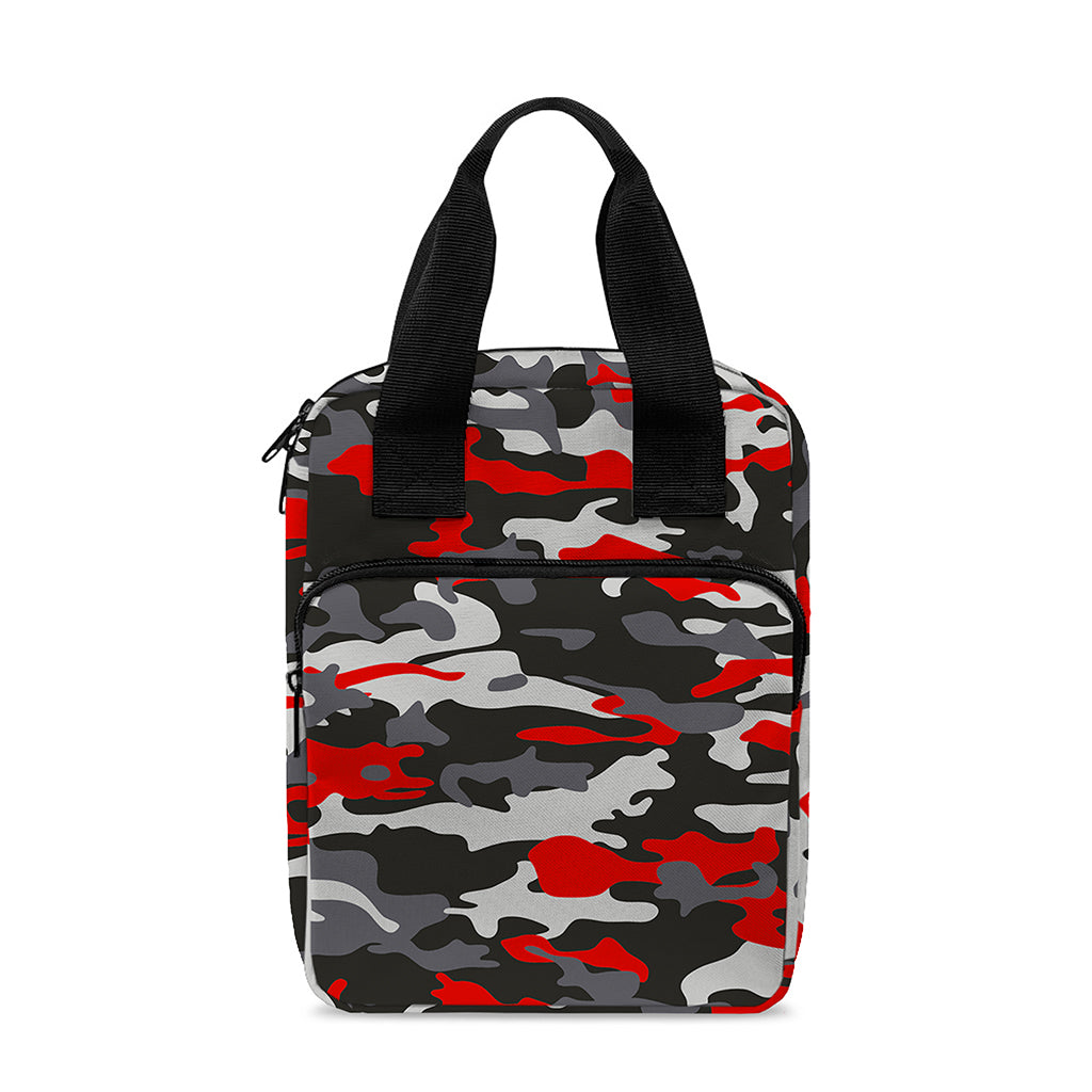 Orange Black And Grey Camouflage Print Bible Tote Bag