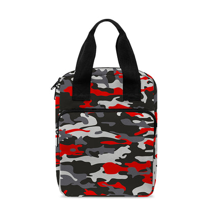 Orange Black And Grey Camouflage Print Bible Tote Bag