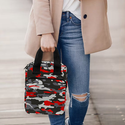 Orange Black And Grey Camouflage Print Bible Tote Bag