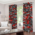 Orange Black And Grey Camouflage Print Dimout Grommet Curtains