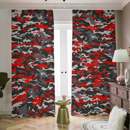 Orange Black And Grey Camouflage Print Blackout Pencil Pleat Curtains
