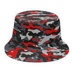 Orange Black And Grey Camouflage Print Bucket Hat