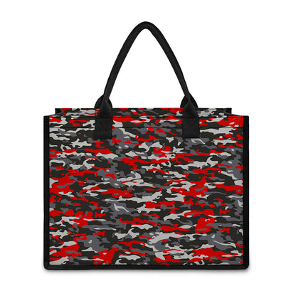 Orange Black And Grey Camouflage Print Canvas Tote Bag