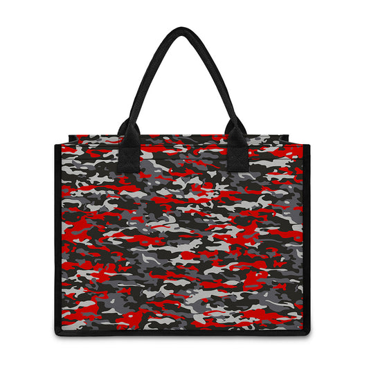 Orange Black And Grey Camouflage Print Canvas Tote Bag