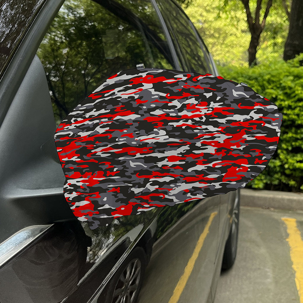 Orange Black And Grey Camouflage Print Car Side Mirror Covers