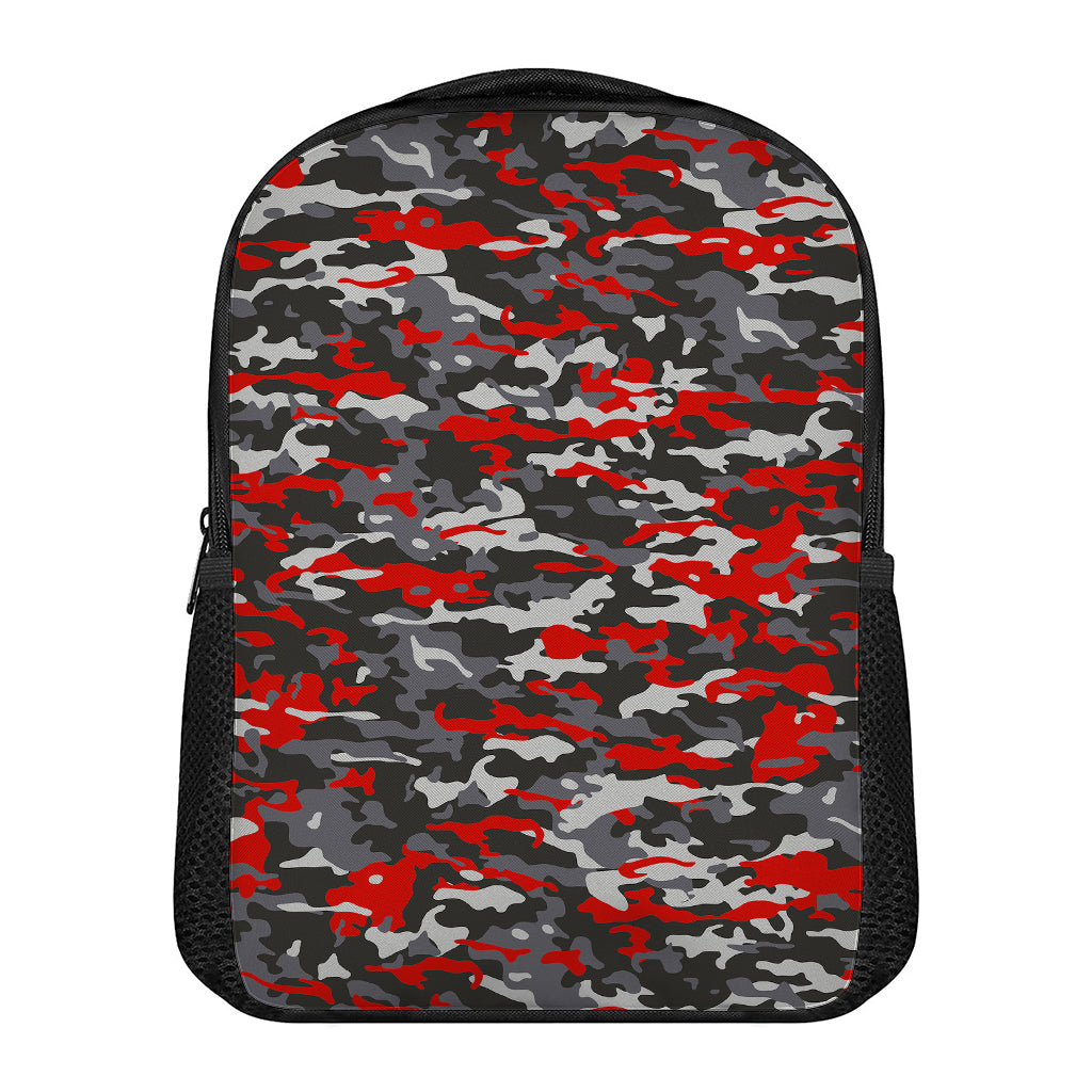 Orange Black And Grey Camouflage Print Casual Backpack