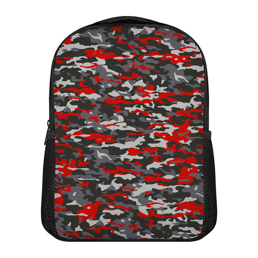 Orange Black And Grey Camouflage Print Casual Backpack