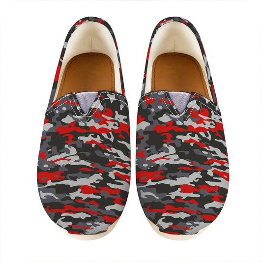 Orange Black And Grey Camouflage Print Casual Shoes