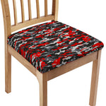 Orange Black And Grey Camouflage Print Chair Cushion Cover