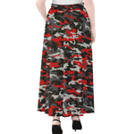 Orange Black And Grey Camouflage Print Chiffon Maxi Skirt