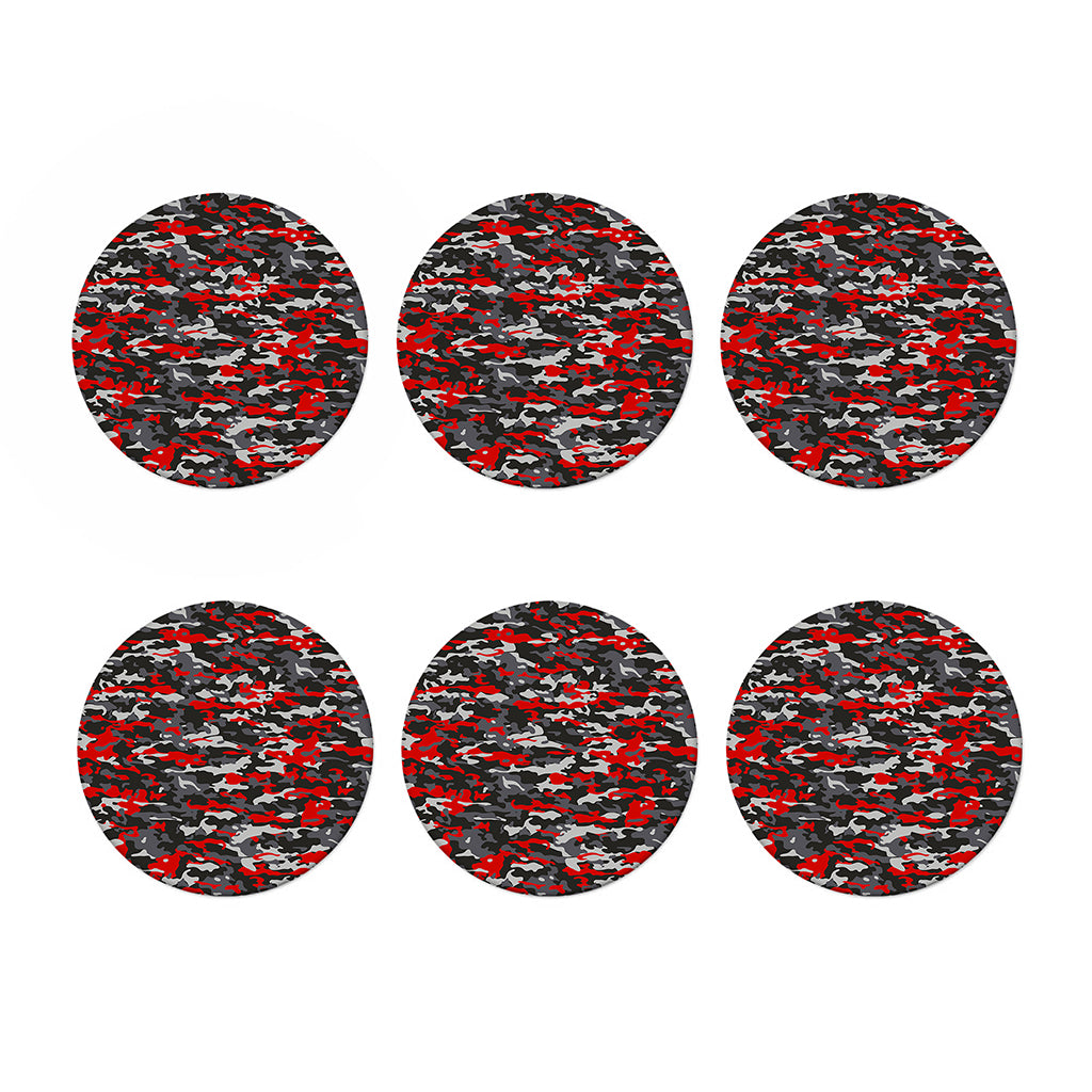Orange Black And Grey Camouflage Print Coaster Set