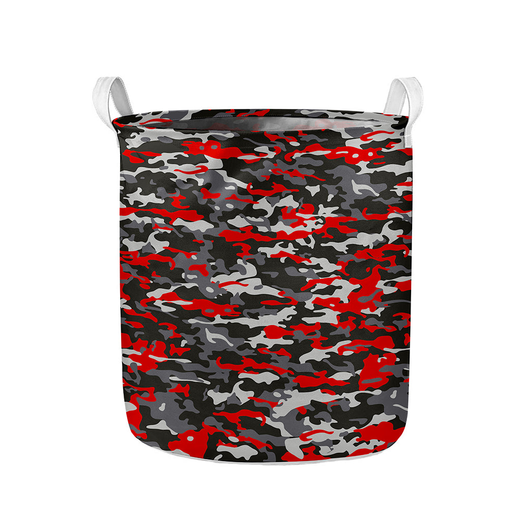 Orange Black And Grey Camouflage Print Collapsible Laundry Basket