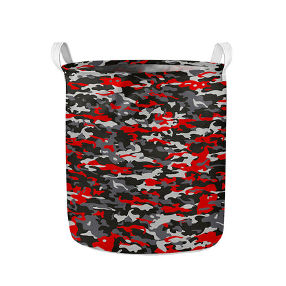 Orange Black And Grey Camouflage Print Collapsible Laundry Basket