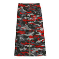 Orange Black And Grey Camouflage Print Cotton Front Slit Maxi Skirt