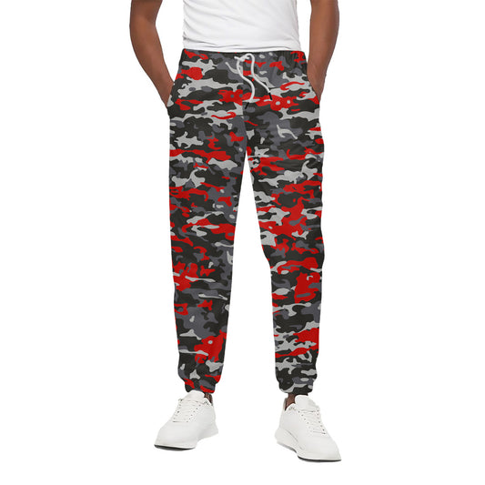 Orange Black And Grey Camouflage Print Cotton Pants