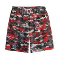 Orange Black And Grey Camouflage Print Cotton Shorts