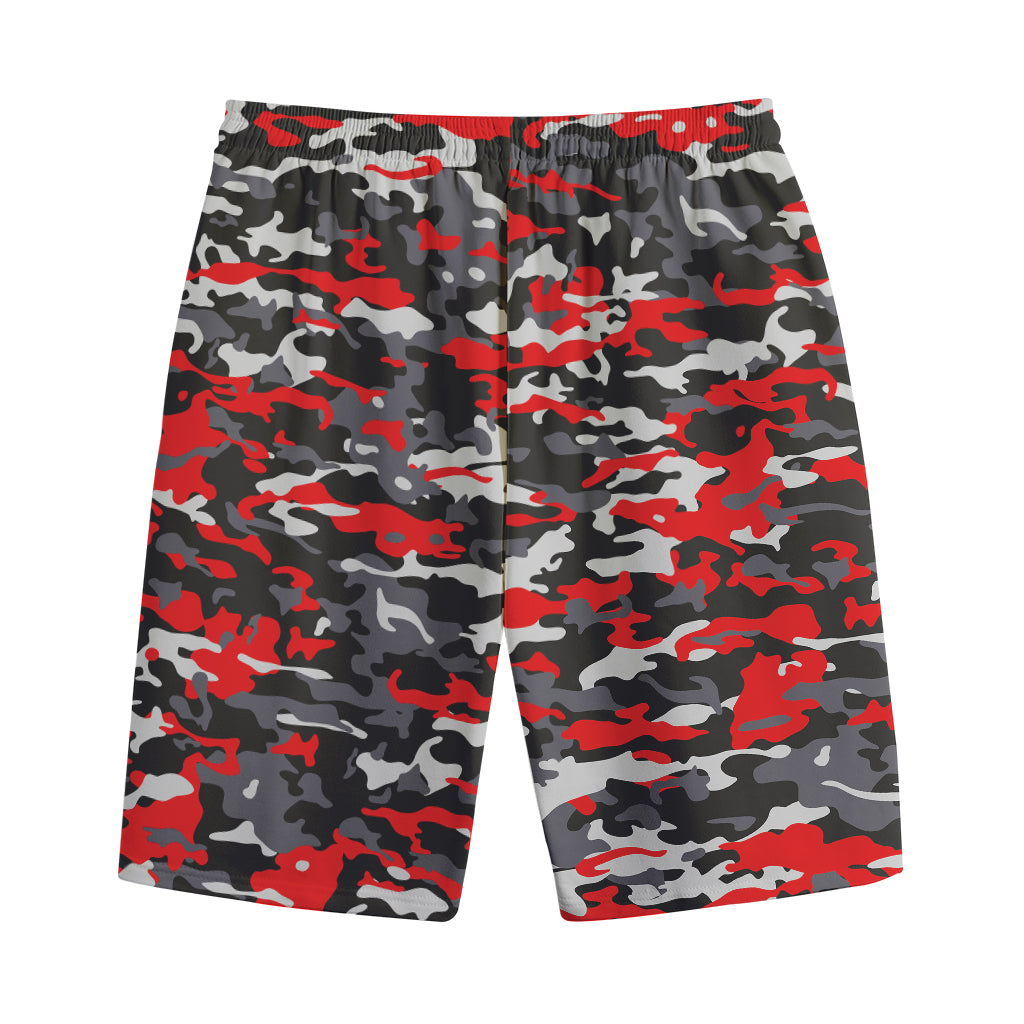 Orange Black And Grey Camouflage Print Cotton Shorts