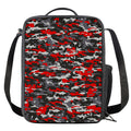 Orange Black And Grey Camouflage Print Crossbody Lunch Bag