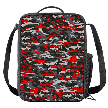 Orange Black And Grey Camouflage Print Crossbody Lunch Bag