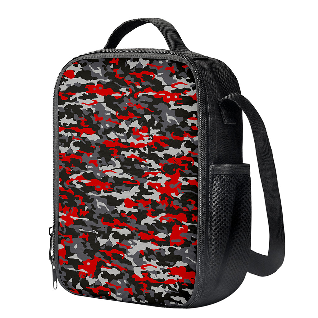 Orange Black And Grey Camouflage Print Crossbody Lunch Bag