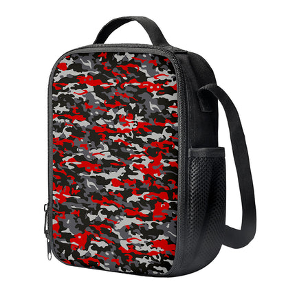 Orange Black And Grey Camouflage Print Crossbody Lunch Bag