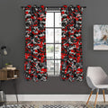 Orange Black And Grey Camouflage Print Grommet Curtain Panels
