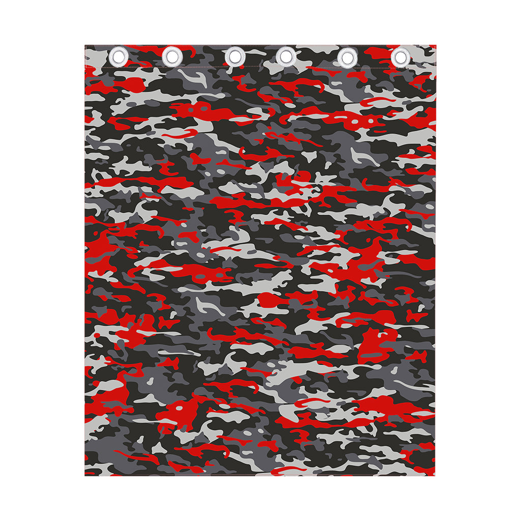 Orange Black And Grey Camouflage Print Curtain