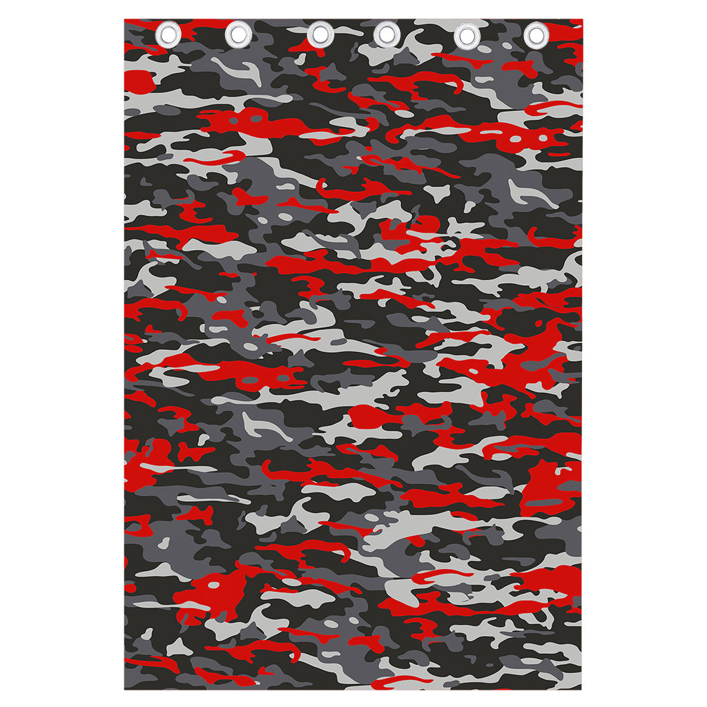 Orange Black And Grey Camouflage Print Curtain