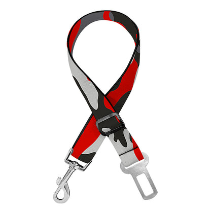 Orange Black And Grey Camouflage Print Dog Seat Belt