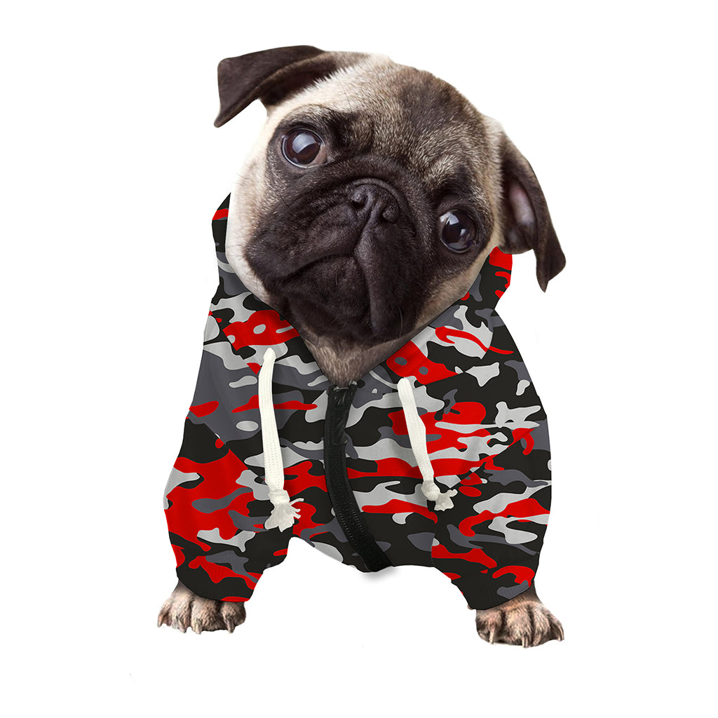 Orange Black And Grey Camouflage Print Dog Zip Up Hoodie