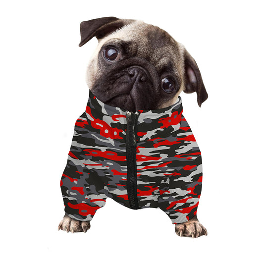 Orange Black And Grey Camouflage Print Dog Zip Up Jacket