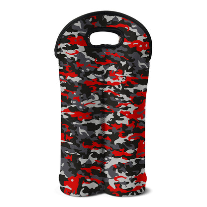Orange Black And Grey Camouflage Print Double Neoprene Wine Tote