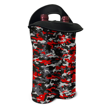 Orange Black And Grey Camouflage Print Double Neoprene Wine Tote