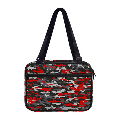 Orange Black And Grey Camouflage Print Double Strap Bible Bag