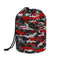 Orange Black And Grey Camouflage Print Drawstring Makeup Bag