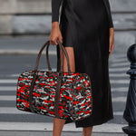 Orange Black And Grey Camouflage Print Duffle Bag