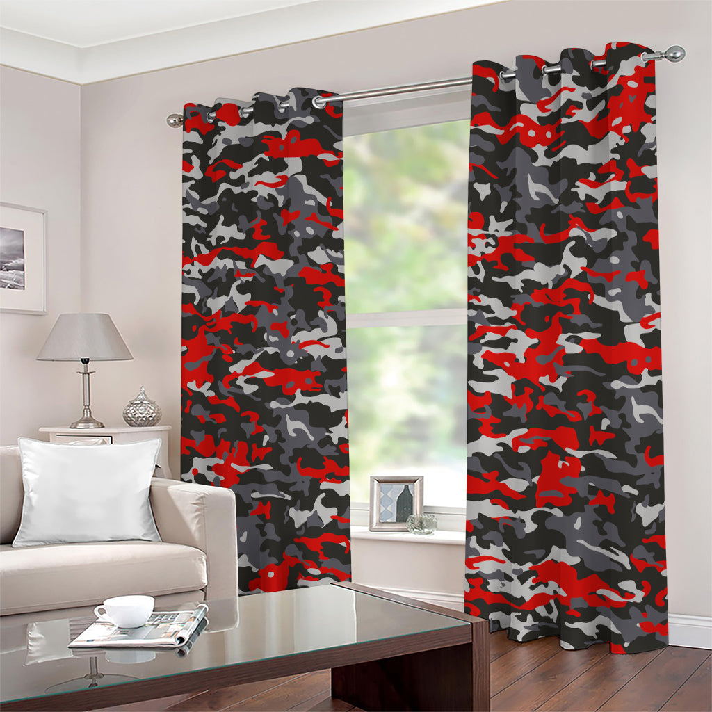Orange Black And Grey Camouflage Print Extra Wide Grommet Curtains