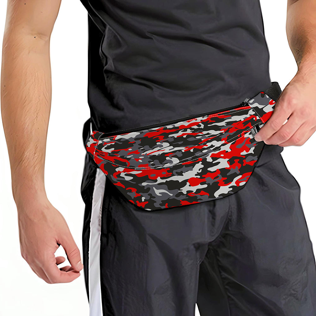 Orange Black And Grey Camouflage Print Fanny Pack