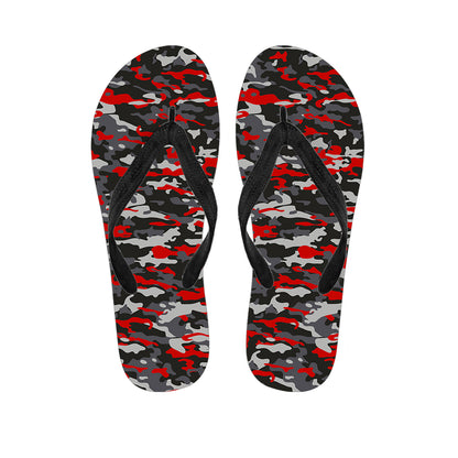 Orange Black And Grey Camouflage Print Flip Flops