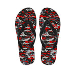 Orange Black And Grey Camouflage Print Flip Flops