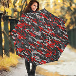 Orange Black And Grey Camouflage Print Foldable Umbrella