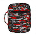 Orange Black And Grey Camouflage Print Front Pocket Bible Bag