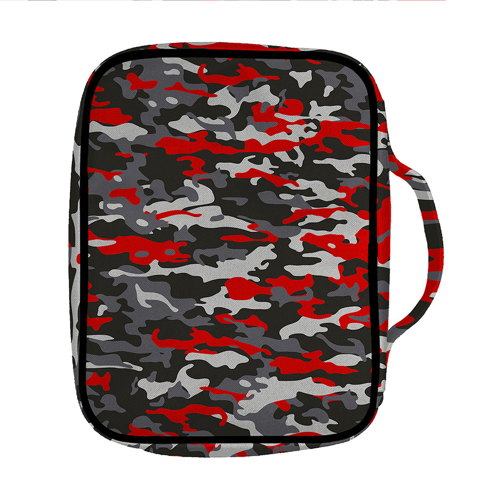 Orange Black And Grey Camouflage Print Front Pocket Bible Bag