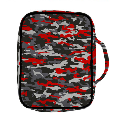 Orange Black And Grey Camouflage Print Front Pocket Bible Bag