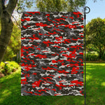 Orange Black And Grey Camouflage Print Garden Flag