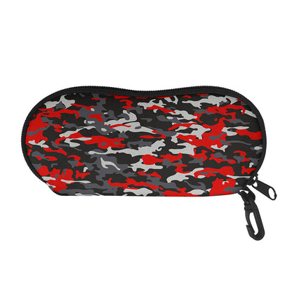 Orange Black And Grey Camouflage Print Glasses Case